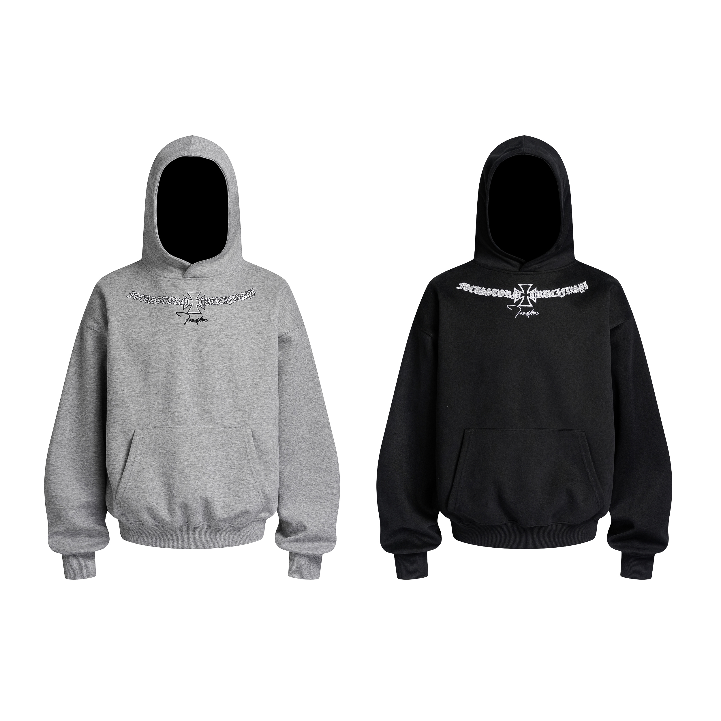 Focus Storm American Street Style Collar Embroidery Lettering Unisex Loose Casual Hoodie 81118# zx - Focus Storm