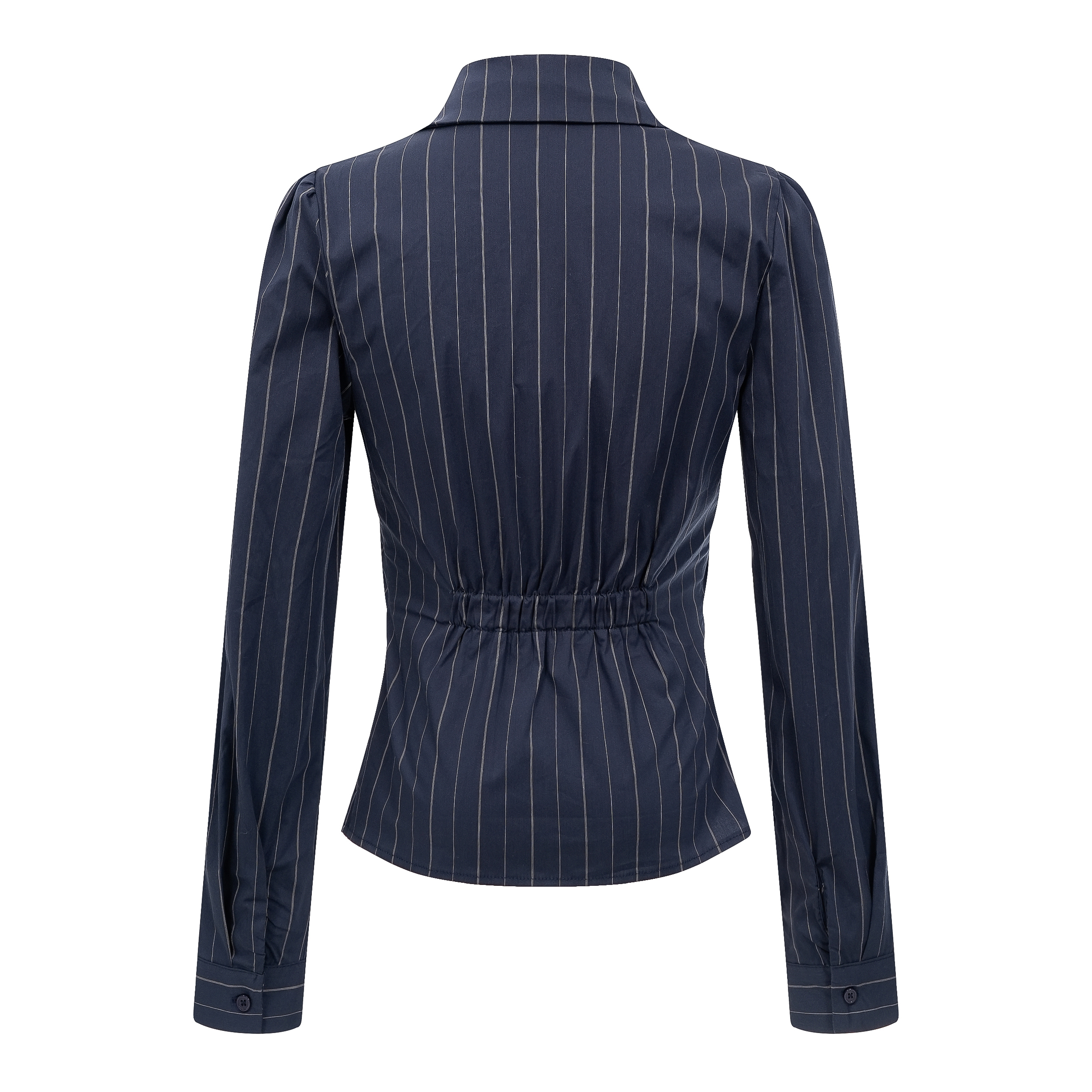 Focus Storm American Style Striped Fitted Shoulder Pleated Waist Versatile Design Shirt R7012# zx - Focus Storm