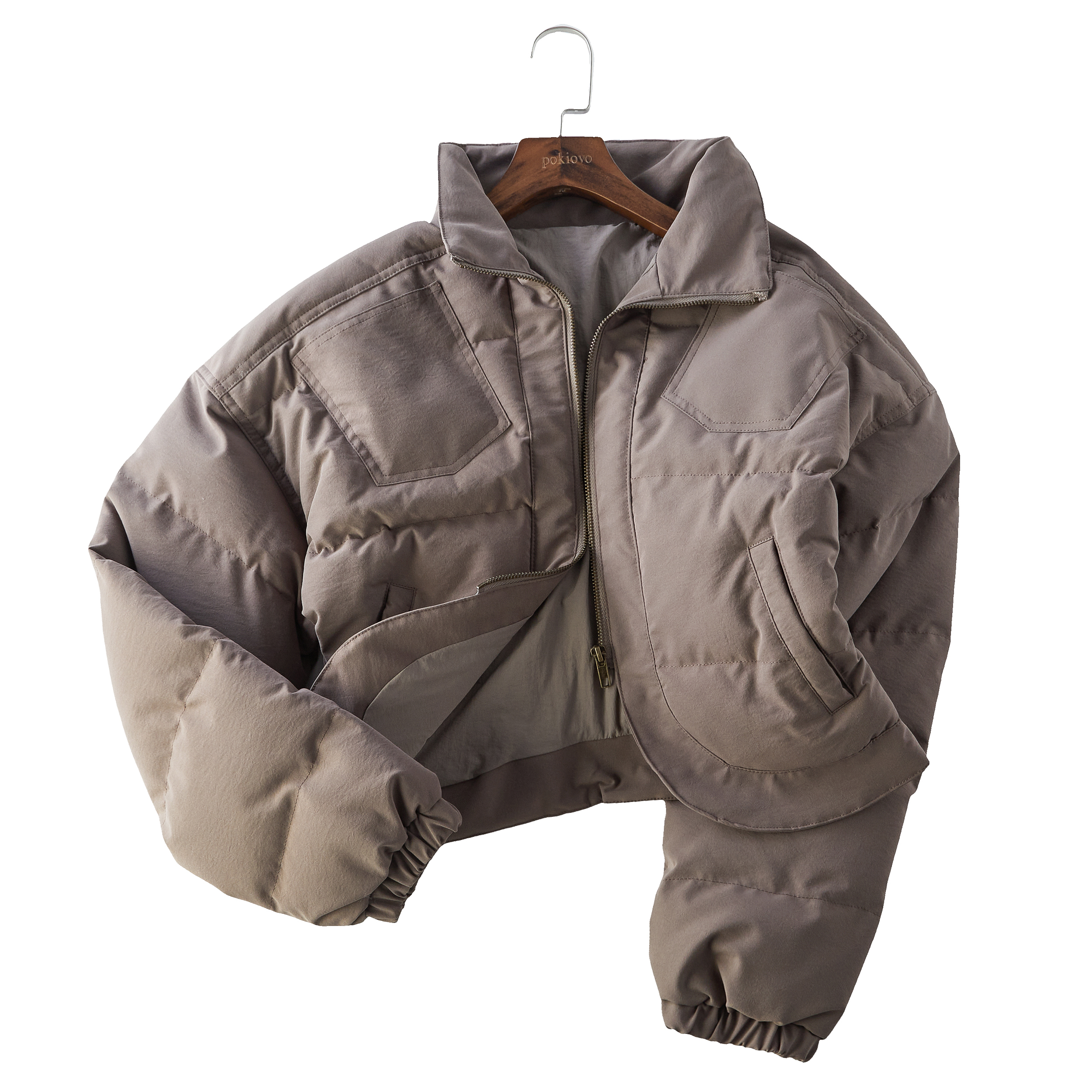 Focus Storm American Retro Irregular Short Padded Jacket Women's Winter New Casual All-match Padded Coat Warm Outerwear R7085# zx - Focus Storm