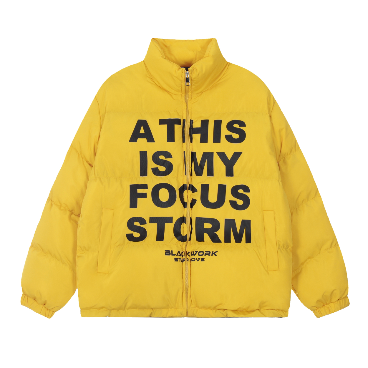 Focus Storm American Creative Letter Print Padded Jacket Women's Winter Trendy New Casual Stand Collar Cotton-Padded Coat Warm Outerwear 78015# zx - Focus Storm