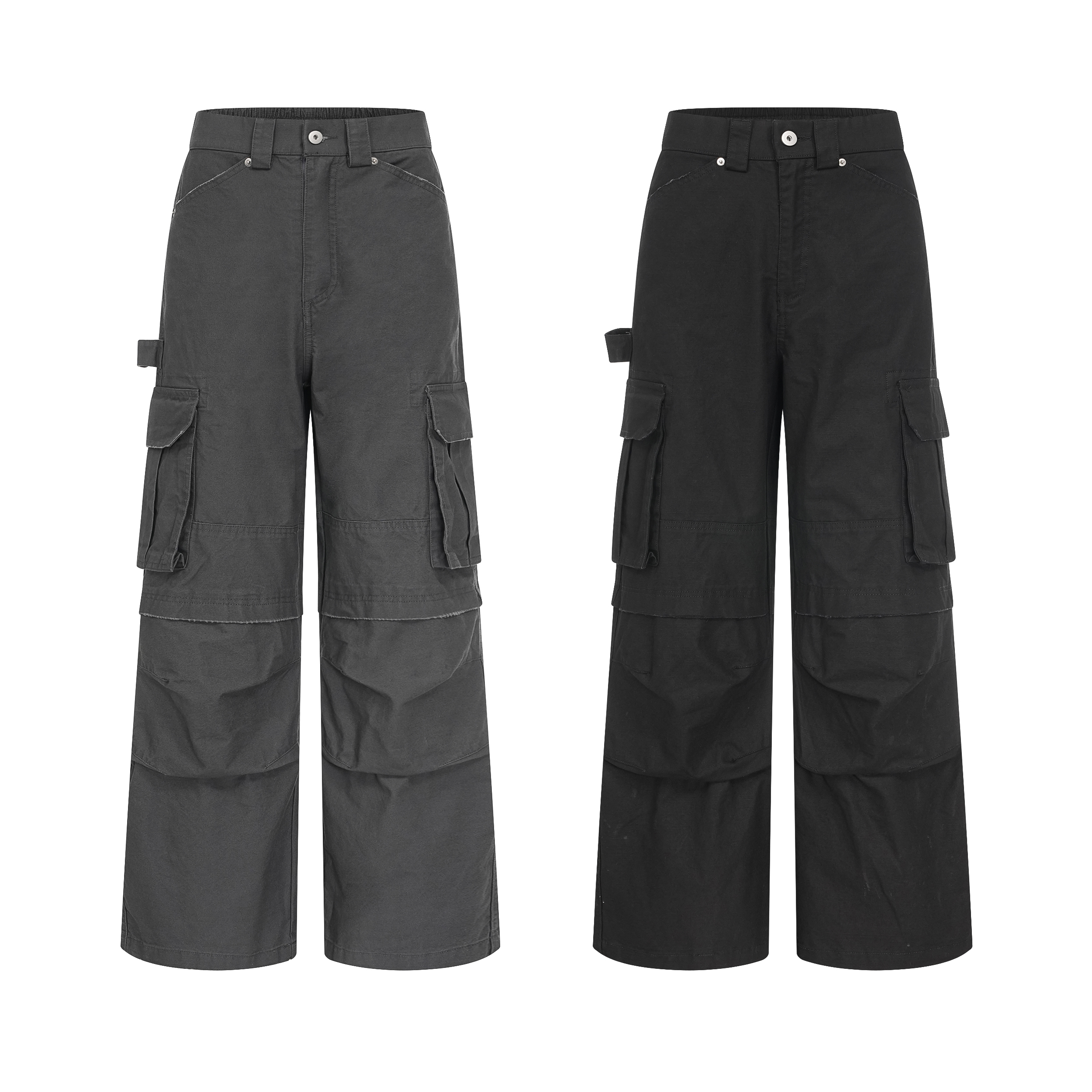 Focus Storm Retro American Micro-Flare Casual Pants High-Street Unisex Designer Cargo Straight-Leg Trousers YS1-59002# zx - Focus Storm