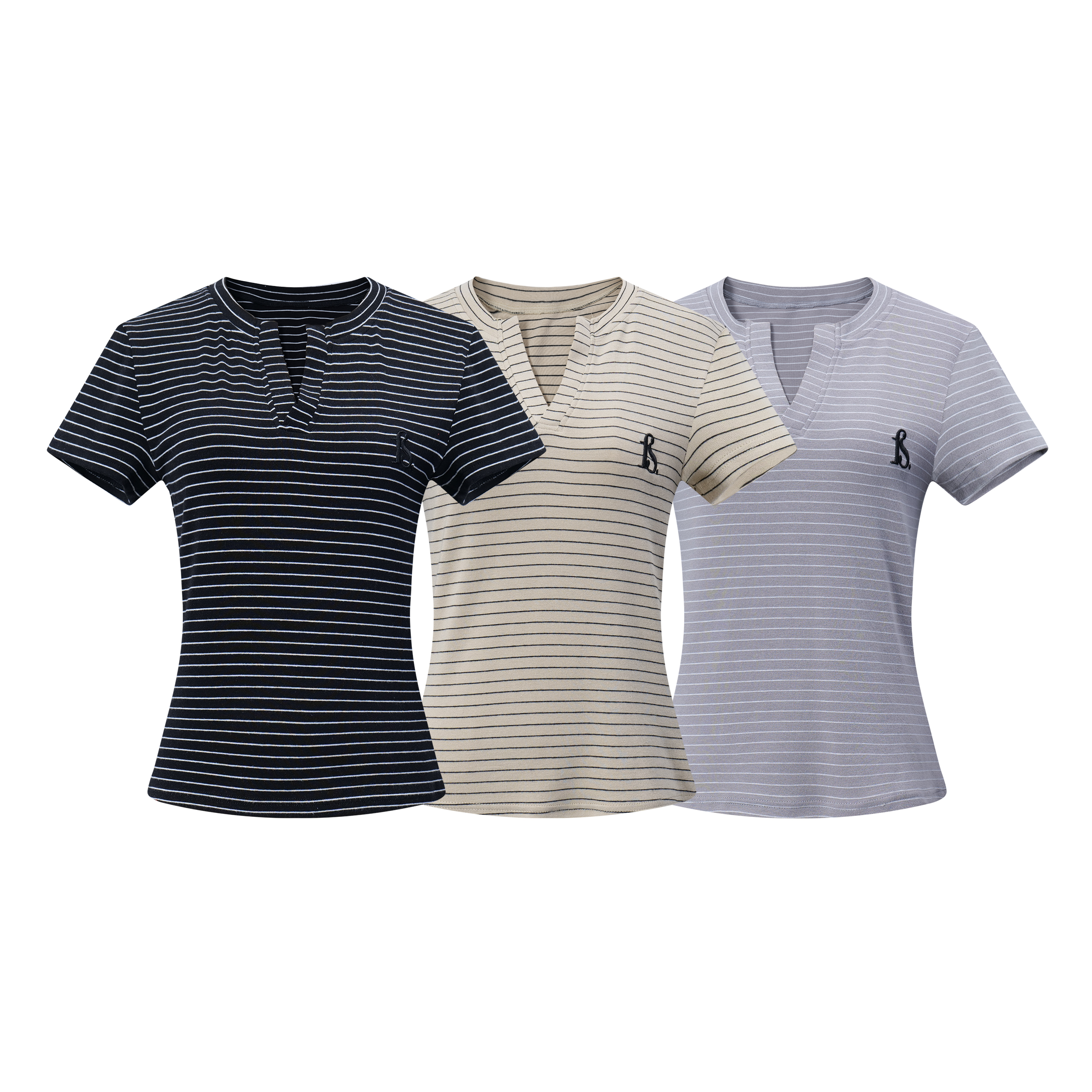 2026 Focus Storm American Vintage Retro Cropped Slim Fit Embroidered V-Neck Women's T-Shirt 91039# zx - Focus Storm