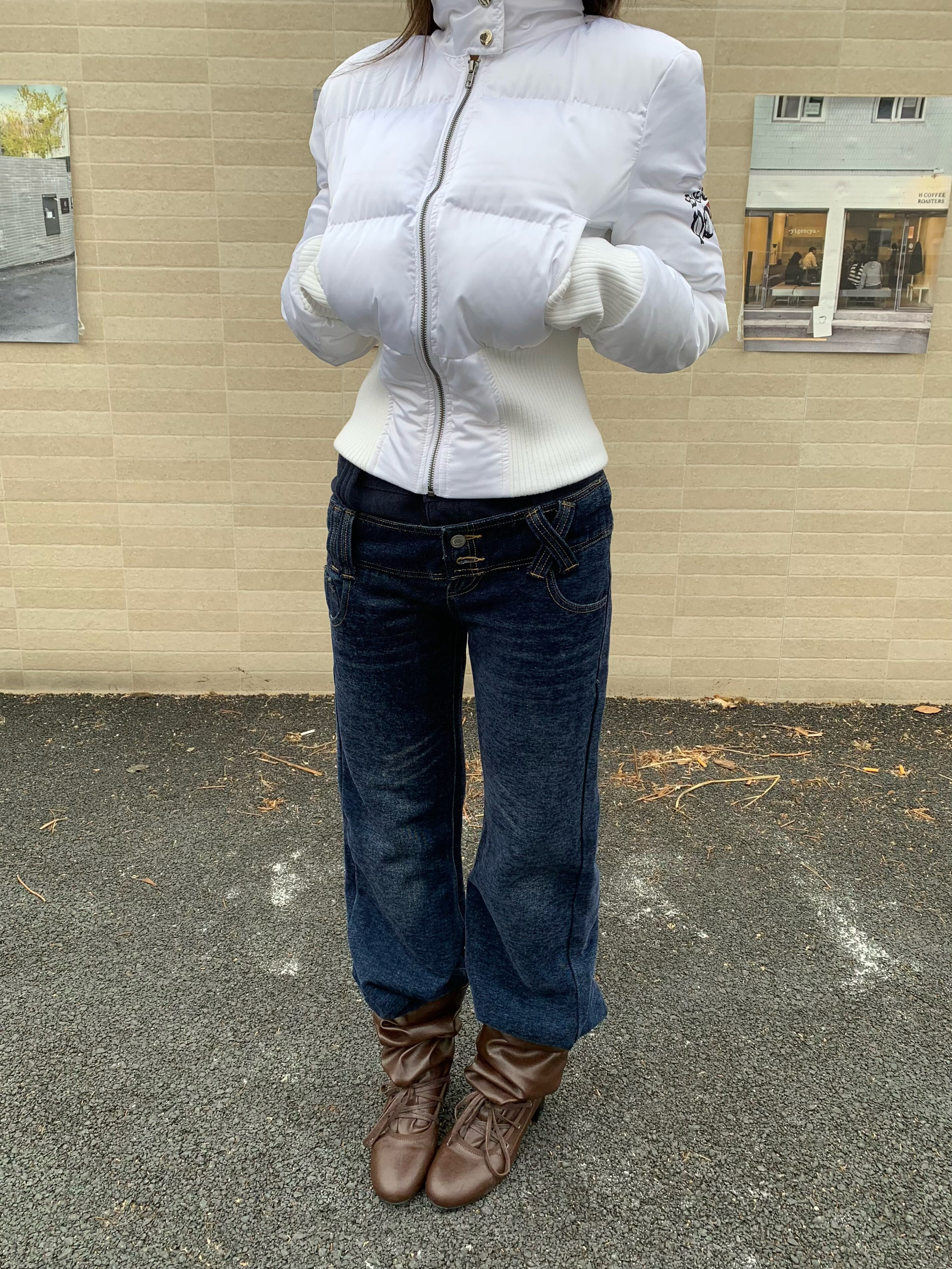 Focus Storm Low-Waist Double-Waistband Slim Fit Women's Autumn American Retro Straight Casual Denim Jeans R5035# zx - Focus Storm