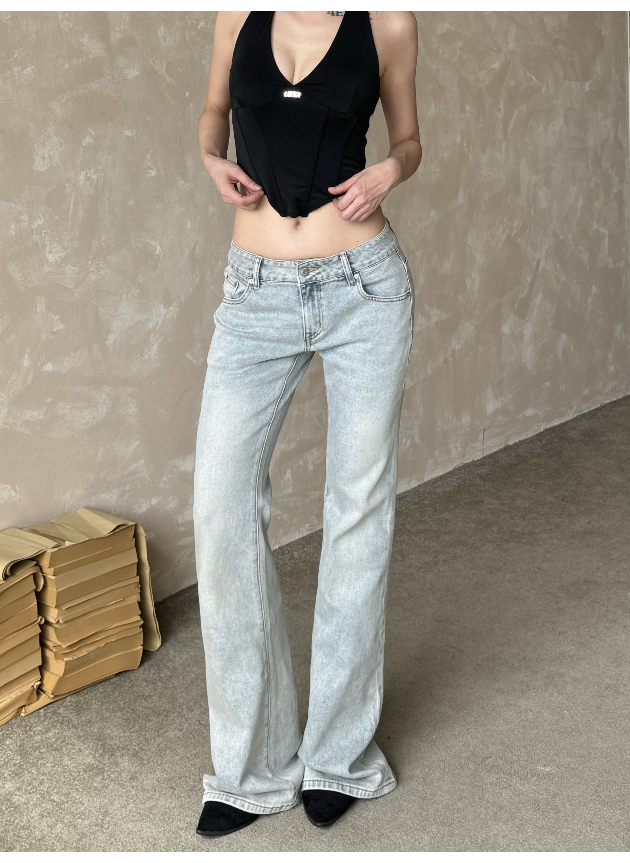 Early Spring 2026! Focus Storm American Washed Straight Slim Fit Jeans Women's High Street Casual All-match Basic Trend Denim Pants R5070# zx - Focus Storm