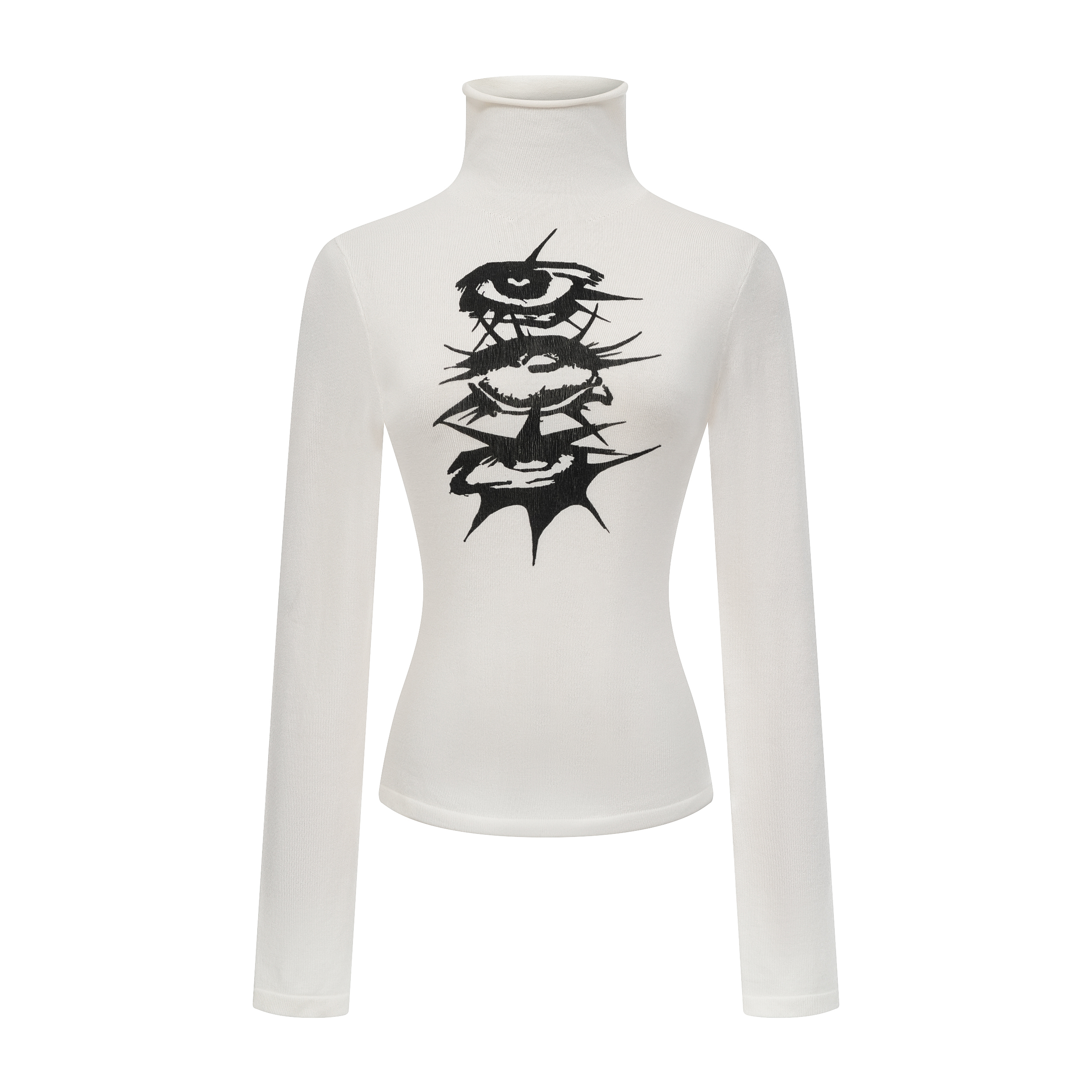 Focus Storm Original American Retro High-Neck Knitted Sweater Long Sleeve Slim Fit Versatile Top R6002# zx - Focus Storm